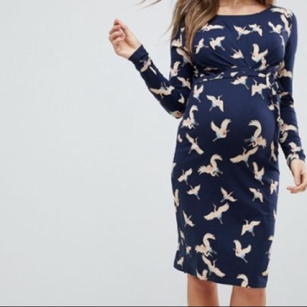 Mama licious bird print jersey dress XL